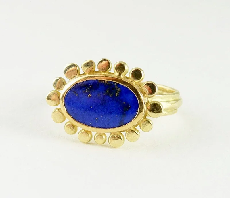 Custom rings for anniversary gifts-18ct gold Lapis Lazuli Courtesan ring