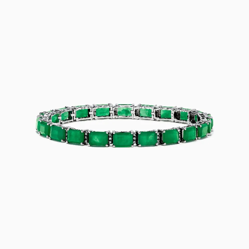 Luxury leather bracelets for an upscale look-Brasilica 14K White Gold Emerald and Diamond Bracelet