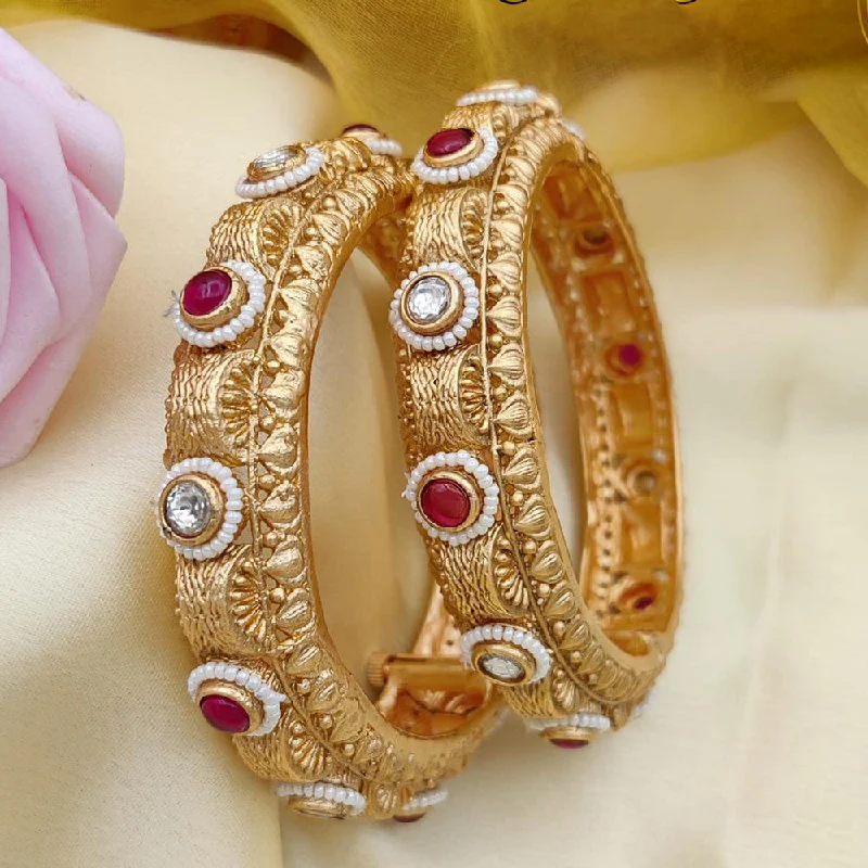 Modern silver bangles for a sleek look-Jewel Addiction Copper Rajwadi Finish Openable Bangles Set