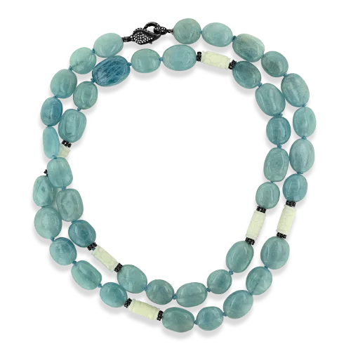 Elegant layered necklaces for fashion-forward looks-Aquamarine & White Coral Necklace