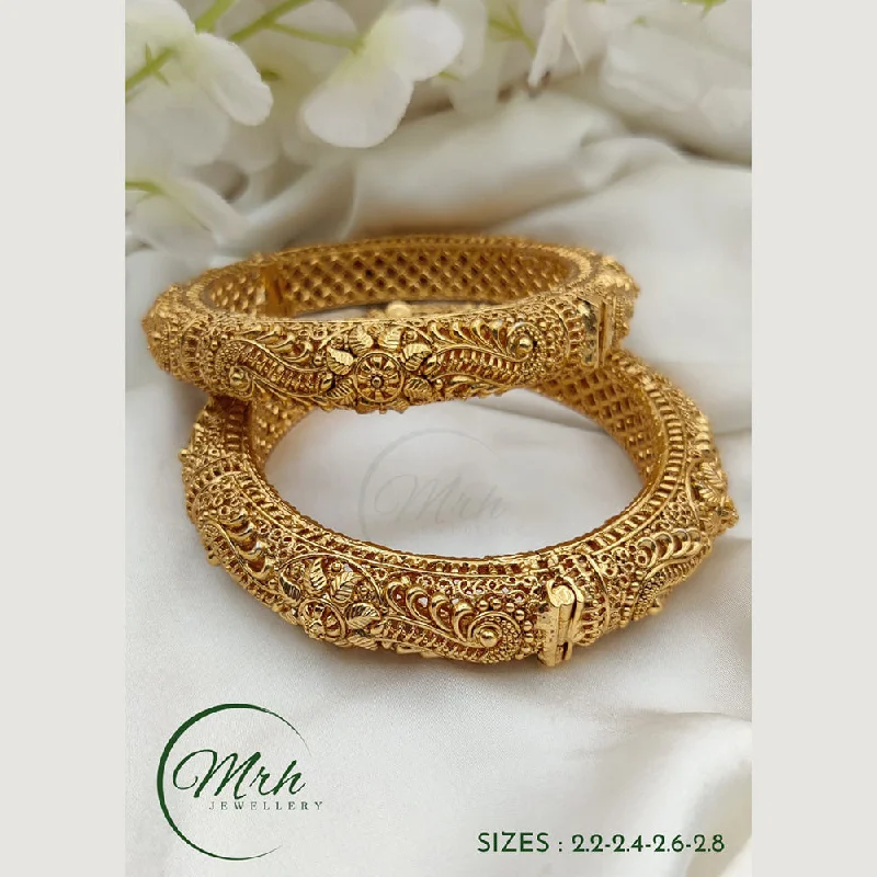 Sparkling crystal bangles for glamorous occasions-Jewel Addiction Copper Gold Plated Bangles Set