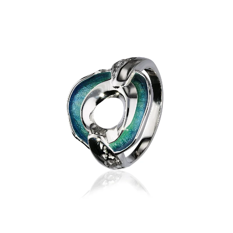 Geometric rings for a modern and chic style-Maeshowe Sterling Silver and Enamel Ring HIS ER142