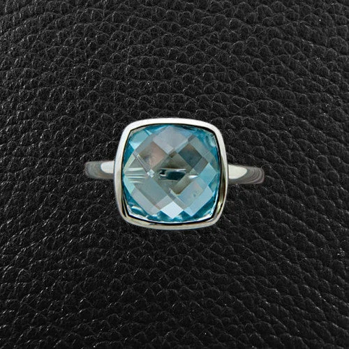 Modern engagement rings for contemporary style-Cushion cut Blue Topaz Ring