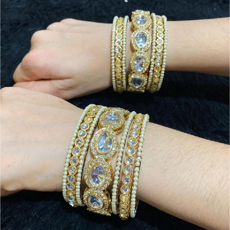 Stackable bangles for a customizable look-Pooja Bangles Gold Plated Kundan Stone Bangles Set