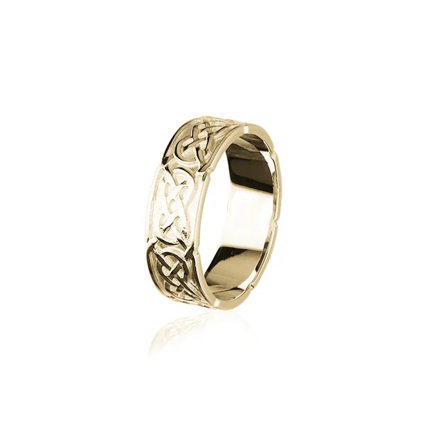 Trendy stack rings for a layered look-Celtic Gold Ring GR126