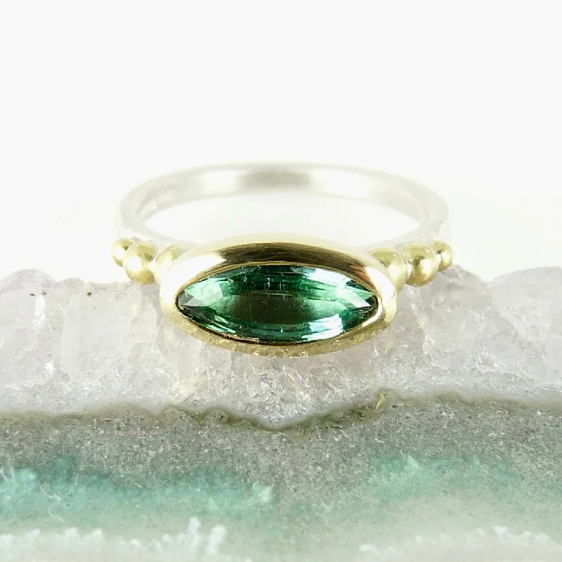 Handcrafted rings for a personalized touch-Green Tourmaline Granulation Ring