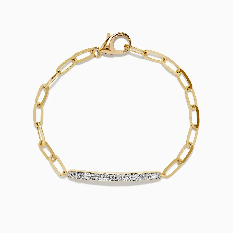 Silver bracelets for everyday wear-D'oro 14K Yellow Gold Diamond Paperclip Bracelet 0.24 TCW