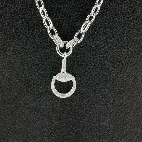 Fashionable pendant necklaces for women-Diamond Stirrup Necklace