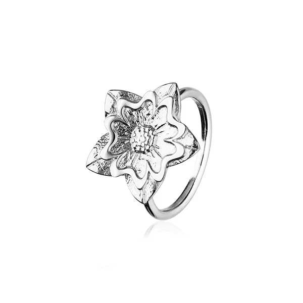 Custom engraved rings for special messages-Scottish Primrose Silver Ring R412