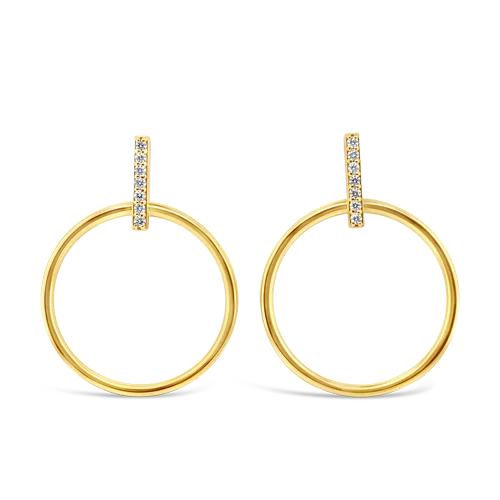 Minimalist earrings for a modern look-Gold & Diamond Circle Earrings