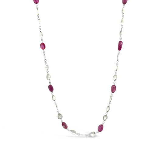 Birthstone necklaces for personalized gifts-Ruby & Diamond Necklace