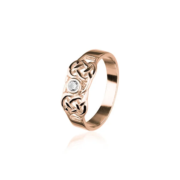 Minimalist silver rings for modern fashion-Celtic Rose Gold Ring RCR159