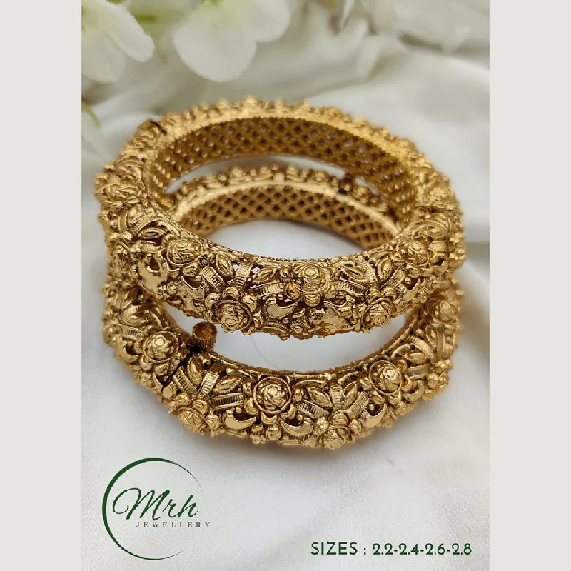 Trendy stacked bangles for a layered look-Jewel Addiction Copper Gold Plated Bangles Set