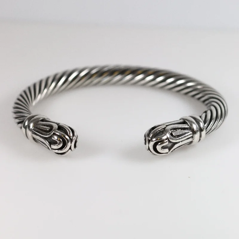 Adjustable cord bracelets for a custom fit-Vintage Silver Jewlry | Heavy Twisted Cuff Bracelet