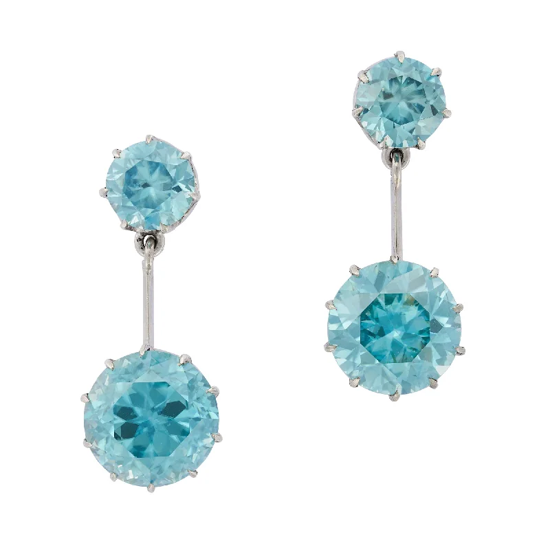 Elegant chandelier earrings for special events-1940s Zircon Drop Earrings