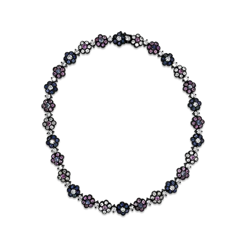 Statement necklaces for evening parties-Multi-color Sapphire & Diamond Necklace