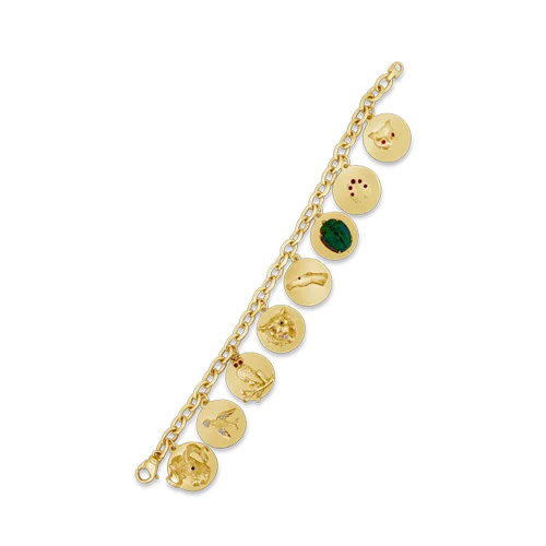 Tennis bracelets for luxury and sparkle-Yellow Gold Charm Bracelet