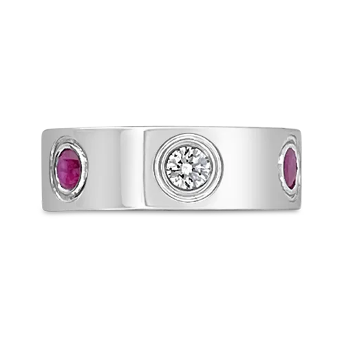 Trendy rose gold rings for modern elegance-Ruby & Diamond Band Ring