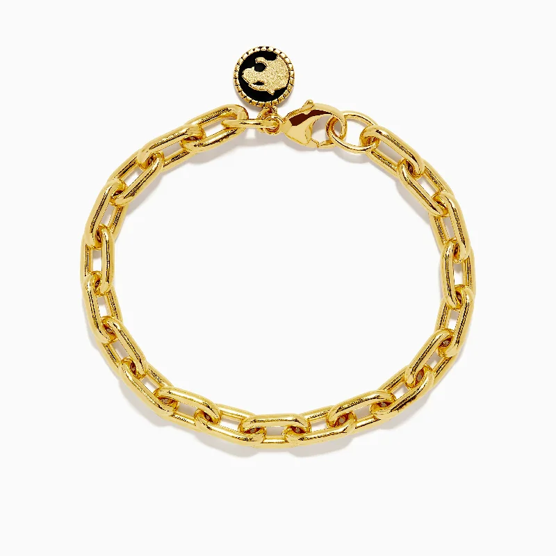 Stylish cord bracelets for casual fashion-925 Sterling Silver Gold Plated Chain Link Bracelet