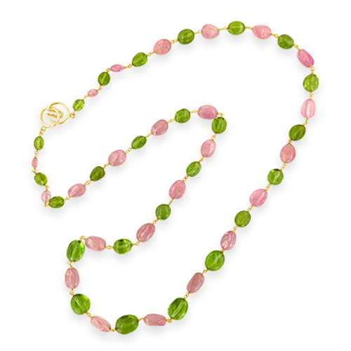 Custom lockets for storing precious memories-Pink Sapphire & Peridot Necklace