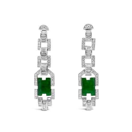 Elegant stud earrings for everyday elegance-Jade & Diamond Dangle Earrings