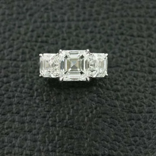 Custom promise rings for lasting relationships-Asscher cut Diamond Three Stone Ring