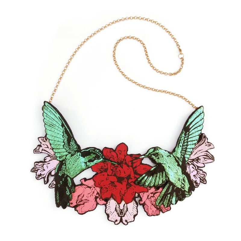 Trendy choker necklaces for bold looks-DOUBLE HUMMINGBIRD . necklace