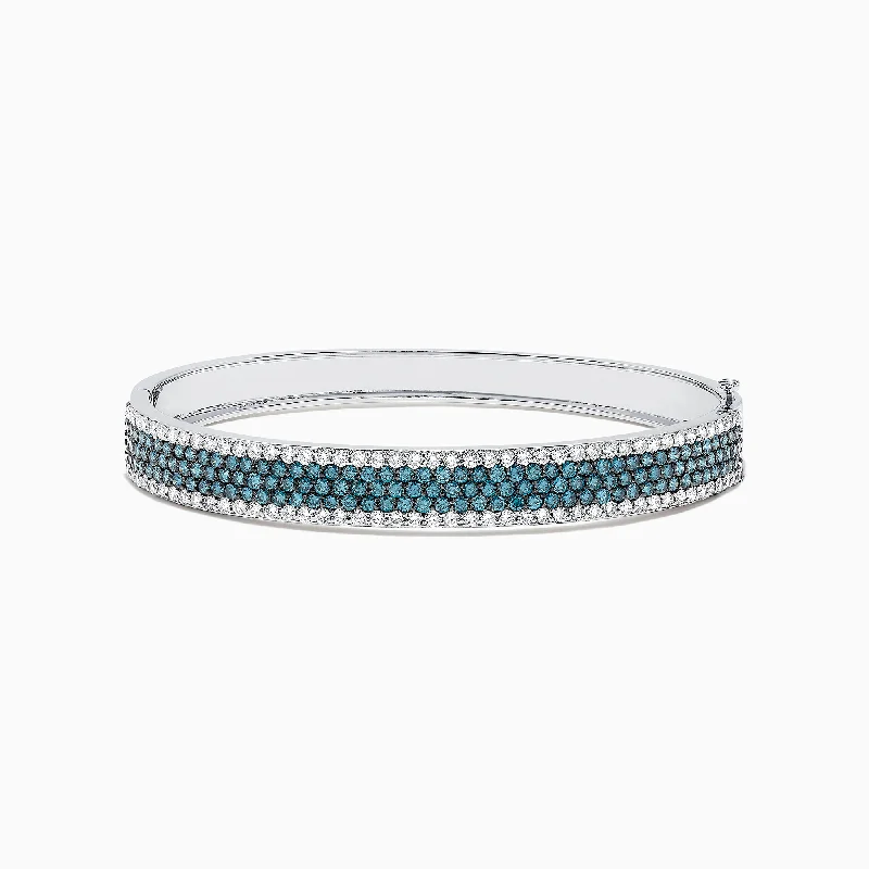 Beaded bracelets for colorful style-Bella Bleu 14K White Gold Blue and White Diamond Bangle, 4.47 TCW