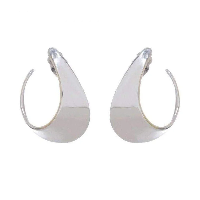 Statement earrings for evening parties-Robert Lee Morris Silver Crescent Clip Hoop Earrings