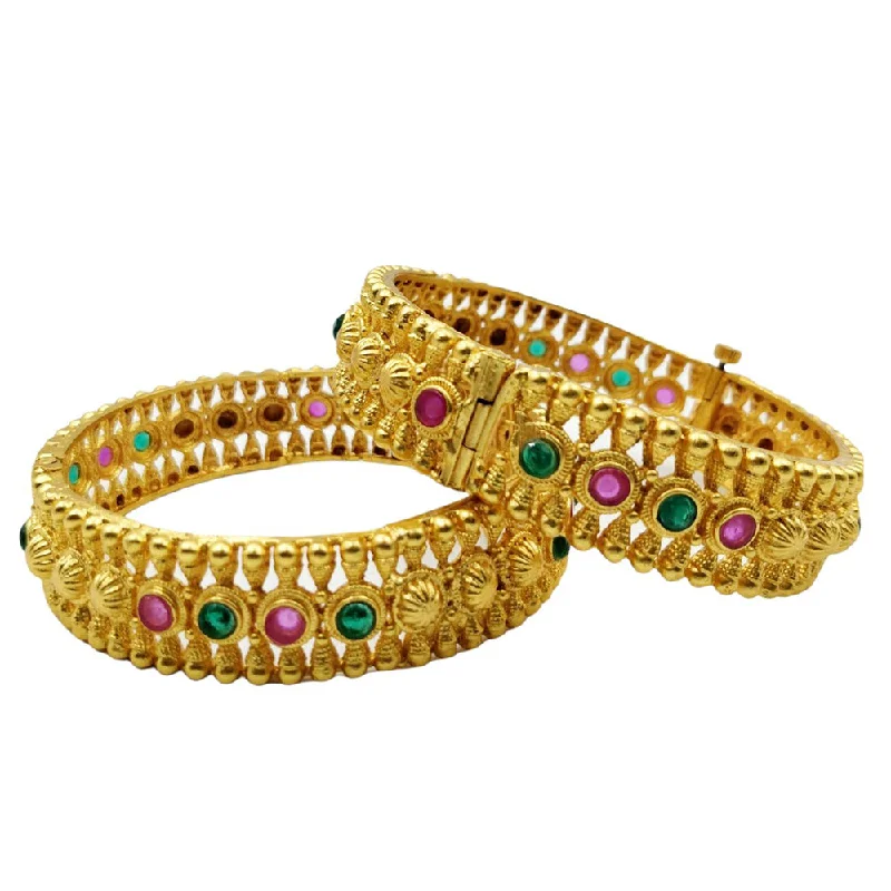 Rose gold bangles for romantic elegance-Choice Gold Plated Pota Stone Bangles Set