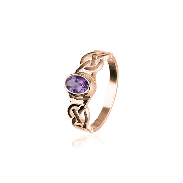 Stackable rings for trendy looks-Celtic Rose Gold Ring RCR53