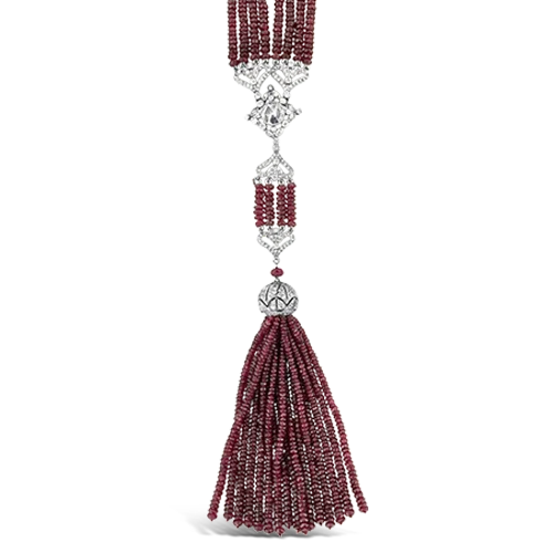 Unique tribal necklaces for bold fashion statements-Ruby & Diamond Tassel Necklace