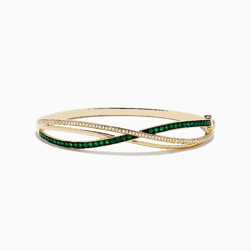 Diamond-studded bracelets for a luxurious touch-Brasilica 14K Yellow Gold Emerald and Diamond Bangle