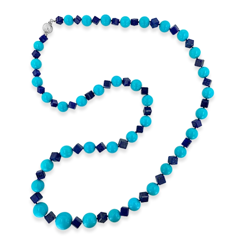 Boho-style necklaces for free-spirited fashion-Lapis & Turquoise Bead Necklace