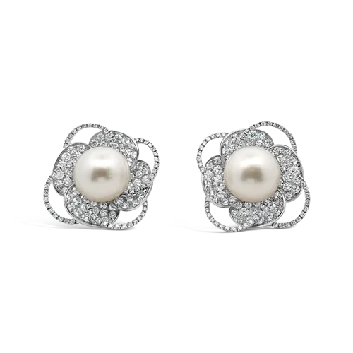 Modern ear cuffs for cutting-edge fashion-South Sea Pearl & Diamond Earrings