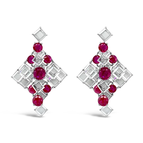 Classic hoop earrings for everyday elegance-Ruby & Diamond Dangle Earrings