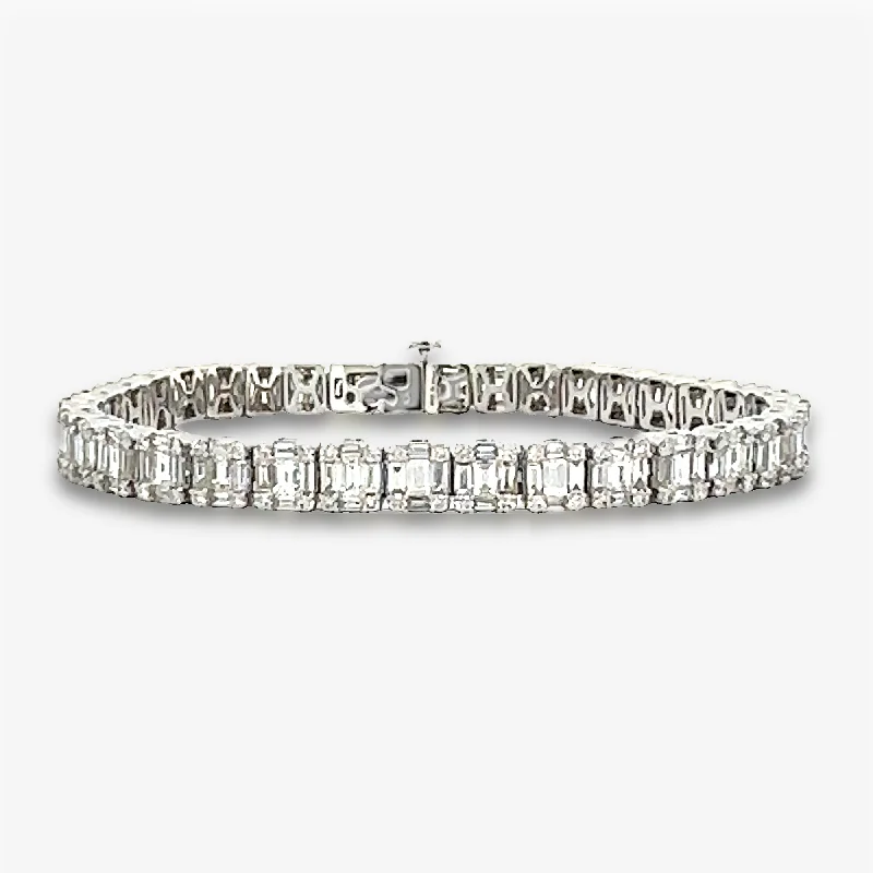 Stainless steel bracelets for sleek and modern style-Baguette & Round Invisible Set Tennis Bracelet