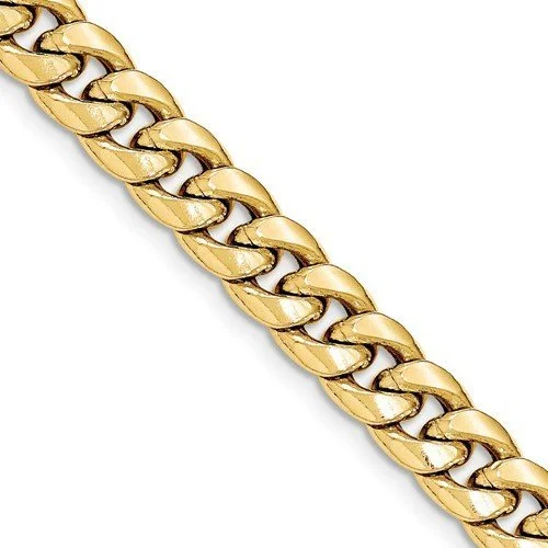 Personalized metal bracelets for custom designs-MEN'S 14KT YELLOW GOLD 9.3MM SEMI SOLID MIAMI CUBAN CHAIN BRACELET