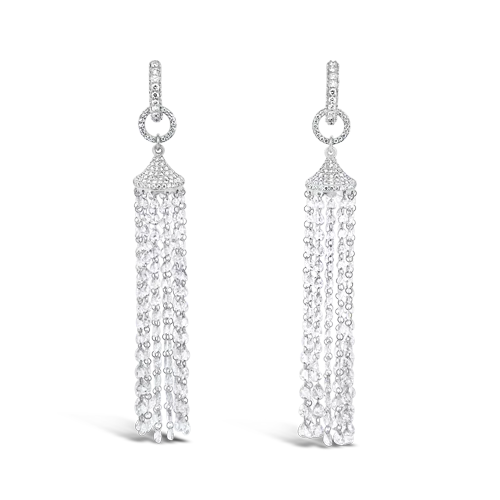 Abstract-shaped earrings for a bold style-Diamond Tassel Earrings