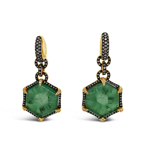 Classic pearl earrings for elegant occasions-Trapiche Emerald Dangle Earrings