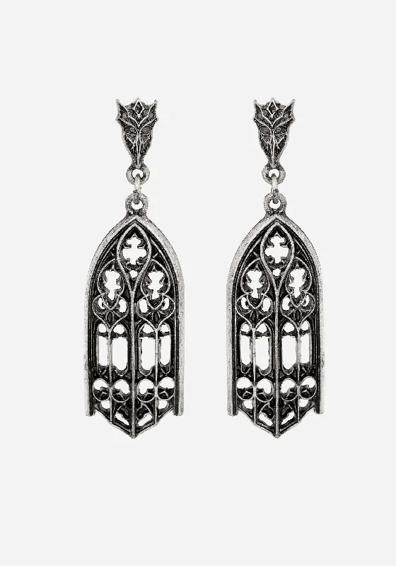 Unique tassel earrings for creative fashion statements-Cathedral Gothic Drop Earrings