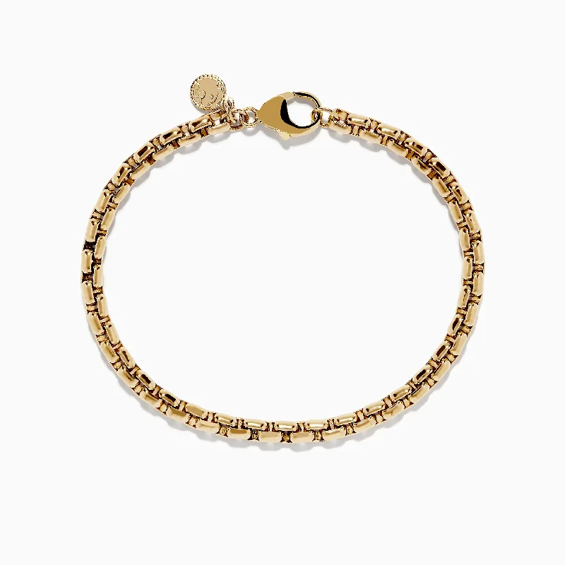 Couples matching bracelets for love and connection-Men's 14K Yellow Gold Chain Bracelet 8.25"