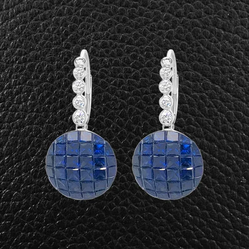 Minimalist earrings for a modern look-Sapphire & Diamond Dangle Earrings