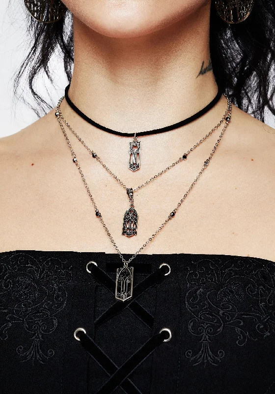 Layered pendant necklaces for trendy, chic looks-Cathedral Gothic Layered Necklace