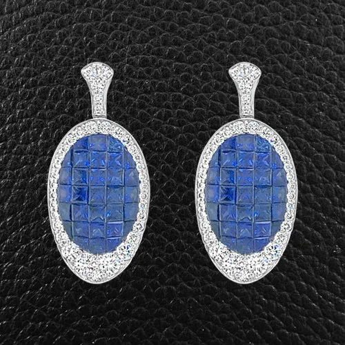 Personalized earrings with birthstones-Sapphire & Diamond Earrings