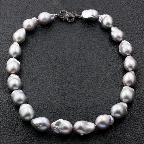 Adjustable necklaces for versatile style-Silver Baroque Pearl Necklace