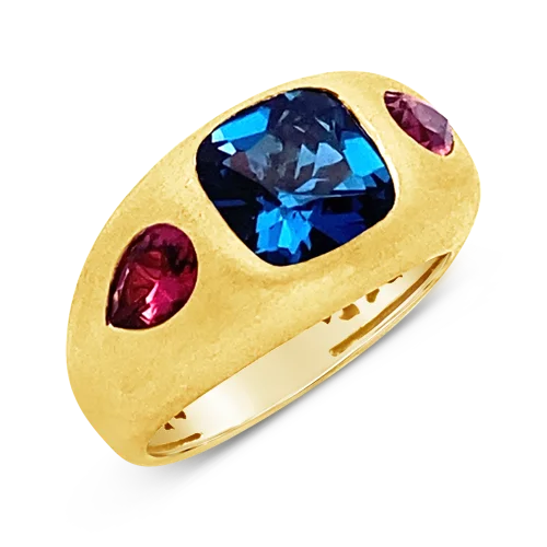 Statement rings for bold fashion statements-Blue Topaz & Pink Tourmaline Ring