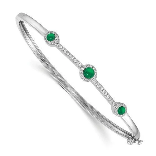 Vintage-inspired bangles for a retro style-14KT WHITE GOLD 0.94 CTW EMERALD & 0.25 CTW DIAMOND BANGLE BRACELET