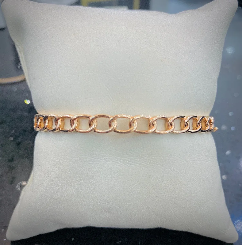 Ethnic-inspired bangles for traditional attire-14K Rose Gold Link Hinged Bangle