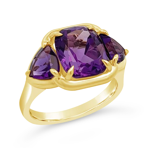 Designer rings for high-end fashion lovers-Amethyst & Gold Ring